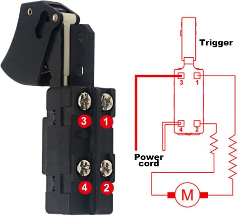 Swap These Two Rock Solid Electric Trigger Switches Into Your Tool Box Features A Snappy On Off Rotary Dial That Holds Up Tough While Running Six Half And Seven Quarter Inch Circular Saws Hard Day After Day, showing a twist lock trigger switch design and wiring diagram.