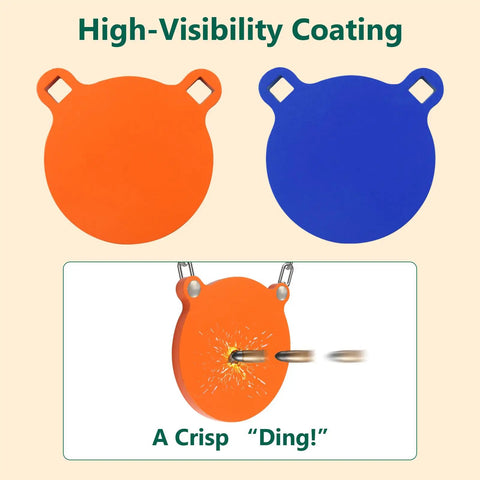 AR500 Steel Target Plates Three Eighths Inch Thick Six Inch Diameter High Vis Blue Gong Target For Range Training And Rifle Practice
