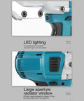 Close-up of LED lighting and radiator window on Cut Like A Boss With These Brushless Cordless Metal Cutting Shears.