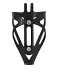 Black bike water bottle cage with two M5 hex socket bolts securing it to a bracket, part of 40 pack stainless steel set.