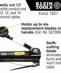 Armored And BX Cable Cutter 53725 That Cuts Up To Three Eighths Inch Armored Cable Including BX AC MC MCAP Greenfield