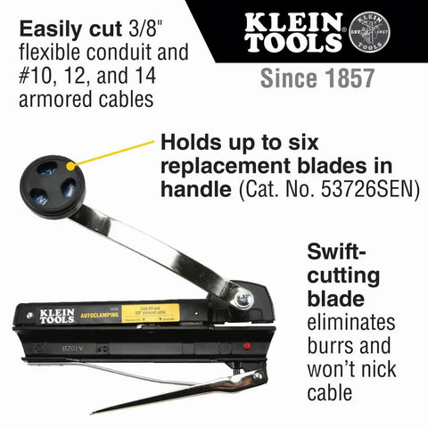 Armored And BX Cable Cutter 53725 That Cuts Up To Three Eighths Inch Armored Cable Including BX AC MC MCAP Greenfield