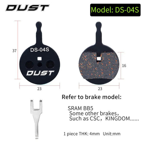Four Pairs Disc Brake Pads For BB5 Mechanical MTB Bikes With One Adjusting Tool Semi Metallic Sintered Pads With Kevlar Fiber
