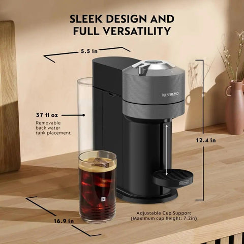 Vertuo Next Coffee And Espresso Maker Machine Only 1260 Watts Dark Gray With Free Starter Capsule Pack on kitchen counter