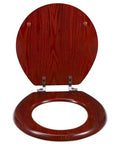 Durable Round Wood Toilet Seat With Chrome Hinges Fits Standard American Toilets 17 By 15 Inches Natural Wood Veneer Built To Last