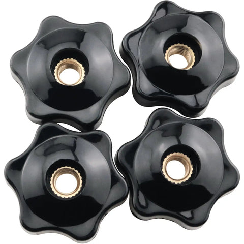 10 Pcs M6 Star Knob Fixtures Tight Handle Nut Through Hole Plastic Knurled Copper Core Knobs For Saw Fence Drilling Machine Lathe