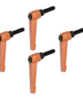 4 Pack Adjustable Clamping Lever Handles M8 X 25mm Threaded Bolt Knobs Rotating Quick Release Push Button Grip Orange Aluminum Alloy Lightweight Durable Corrosion Resistant For Workshop Fabrication And Metalwork Projects