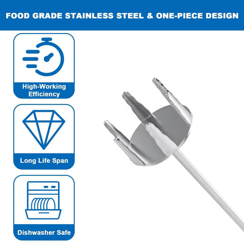 Heavy Duty 3 Inch Stainless Steel Pork Puller Electric Drill Attachment That Shreds Meats Like Butter And Whips Up Potatoes With Smooth Operator Ease Sporting A Grippy Hex Shank For Total Badass Kitchen Efficiency showing food grade stainless steel and one-piece design.