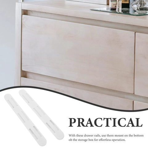 Under Cabinet Drawer Slides Set With Plastic Track Glides Tool-Free No Damage Install for storage shown with dresser