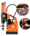 Heavy Duty Beast 1500W Magnetic Drill Press with 15000N pull force, showing operation and features for steel plate hole making.