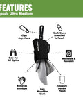 SPUDZ Ultra Microfiber Lens Cleaning Kit, black clip-on pouch with 6x6 inch microfiber cloth
