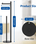 Dimensions of Free Standing Black Toilet Paper Holder Stand With Reserve Storage Space Saving Bathroom Roll Holder.