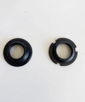 Black steel cups from the Beefy Bottom Bracket Set For One Piece Crank Bikes 1.69 Inch Cup 43mm OD Steel Frame Cups 9-Piece Kit