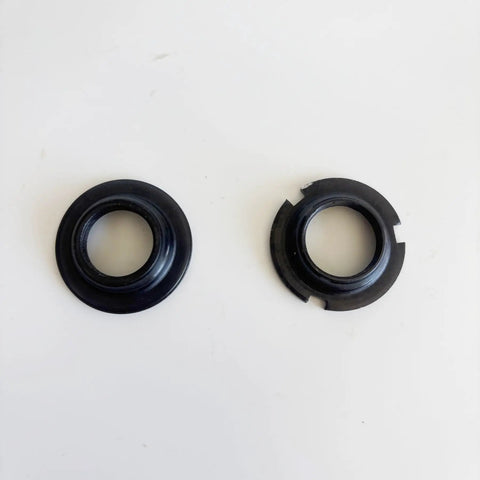 Black steel cups from the Beefy Bottom Bracket Set For One Piece Crank Bikes 1.69 Inch Cup 43mm OD Steel Frame Cups 9-Piece Kit