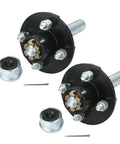 Pack Of Two Rugged Trailer Axle Kits With Four On Four Bolt Pattern Idler Hub And One And One Quarter Inch Round BT8 Spindle components shown.