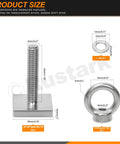 18 Piece M6 T Track Mount Tie Down Anchor Kit 304 Stainless Steel T Slot Bolts With Eye Bolts Product Size Diagram