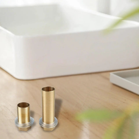 Cool Brass Pipe Fitting Lock Nut Kit With 10 Hex Female Thread Parts For Sink And Faucet Repair Plus Gas Water Oil Connection Seals That Stop Leaks Dead For Your Plumbing Needs brass fittings shown with two threaded brass posts and seals on a wooden surface