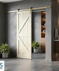 Gold Brushed Brass Barn Door Hardware Kit For 5 Feet Sliding Track Slick Aluminum System Quiet Smooth Operation Hardware Only