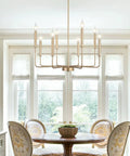 Dope Modern Farmhouse Gold 8 Light Rustic Candle Chandelier Industrial Hanging Light for Dining Room Kitchen Foyer Entryway