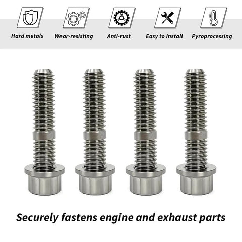 Four titanium studs from the Titanium Stud Bolt Nut Kit For Harley Sportster 883 1200 Dyna Softail Electra Glide Road Glide