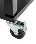 Close-up of wheel on 80 Quart Rolling Ice Chest Cooler Cart On Wheels For Outdoor Parties And Backyard BBQs