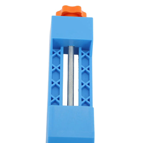 Zerodis Circular Saw Guide Clamp With Bidirectional Locking For 4 To 6 Inch Dust Cutters And Marble Machines Heavy Duty ABS Plastic Base top view of blue guide clamp with orange adjustment knob