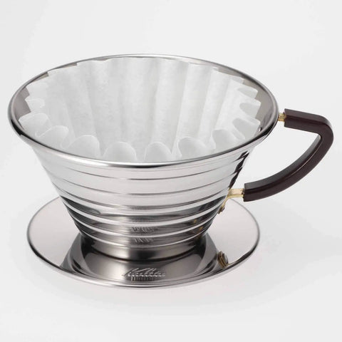 Wave Design Pour Over Dripper 185 For Cafe-Quality, Balanced Extraction And Rich Full-Bodied Coffee At Home, stainless steel with filter