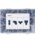 Grab These Awesome Push to Connect Air Fittings Kit To Boost Your Pneumatic System Efficiency And Durability With Easy Install Splitters And Elbows For 8mm Tubes That Rock. 40-piece 8mm plastic pneumatic fittings kit in clear storage case