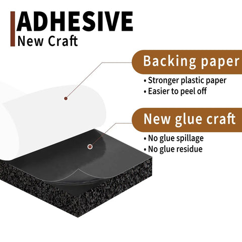 Rock Solid Open Cell Foam Tape Self Adhesive Sound Insulation Weather Stripping Gap Filler Heat Noise Reducer backing and glue details.
