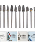10-Piece Tungsten Carbide Rotary Burr Set With Blue Case For Metal Deburring And Wood Carving High-Precision Grinding And Polishing Bits