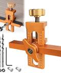 No Sweat Heavy Duty Adjustable Cabinet Door Installation Positioner With Drill Ready Aluminum Build, showcasing adjustable jig for cabinet hinges.
