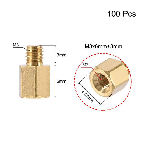Brass Hex PCB Spacer Standoff M3 By 6Mm And 3Mm Male Female For FPV Drone Quadcopter Computer And Circuit Board Durable Corrosion Resistant Hardware