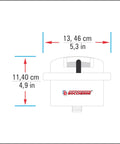 Diagram showing dimensions of Electric Shower Head 110V Point Of Use Shower Unit With Dual Spray System, 5.3x4.9 inches.