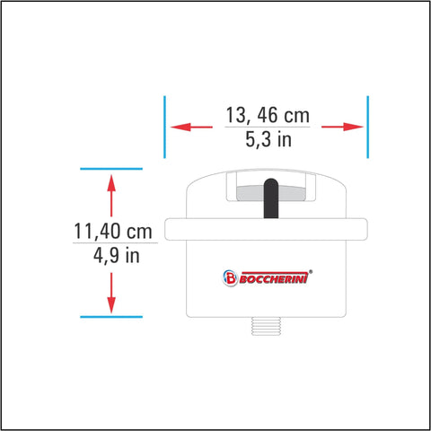 Diagram showing dimensions of Electric Shower Head 110V Point Of Use Shower Unit With Dual Spray System, 5.3x4.9 inches.