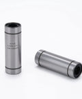 Two Pc Sealed Lengthened Linear Ball Bearing Slides Fit M4 Rod Shafts 8X15X45Mm LM8LUU showing chrome steel guide blocks.