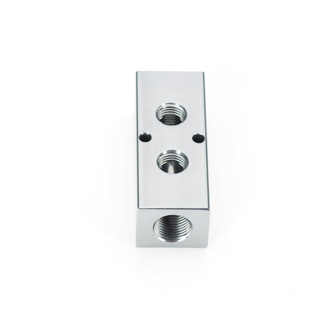 2 Way 4 Port Pneumatic Air Manifold Block 3/8 NPT And 1/4 NPT Aluminum Mounting Block For Air Compressor Outlet Kit 2 Pack