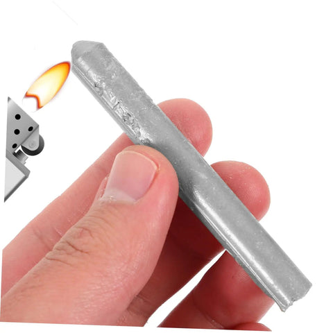 12 Pc Aluminum Filler Rods Welding Sticks For Reliable Low Temp Welds held next to a flame for demonstration.
