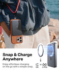 Snag This Ultra Slim Magnetic Wireless Power Bank With 10000mAh Juice And 22.5w Rapid Boost For iPhone 17 16 15 Series in use.