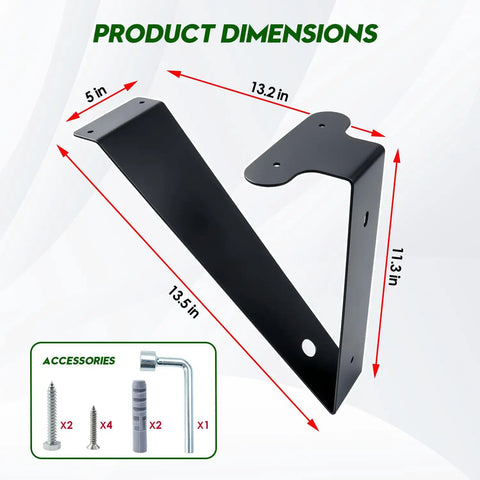 Rugged Mailbox Mounting Bracket For Post And Floating Installations Heavy Duty Post Mount Kit With Triangular Support To Stop Tilting Easy Install And Weatherproof Construction For Outdoor Mailboxes, 13.5 in black steel