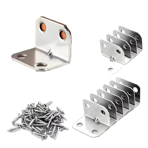 Beefy Stainless Steel L Shaped 90 Degree Corner Bracket For Furniture And Shelves, Heavy Duty Steel Bracket Built To Last with screws
