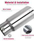Diesel Exhaust Tip 5 Inch Inlet 6 Inch Outlet Stainless Steel Bolt On Tail Pipe Tip 15 Inch Long Rolled Edge Slant Cut