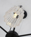 Close-up of glass shade on Farmhouse Chandelier 7 Light Black Pendant Light With Glass Shade Dope Industrial Vintage Hanging Fixture
