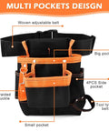8 Pocket Tool Pouch Waist Bag For Tools Adjustable Belt Work Apron Built For Technicians Electricians Carpenters Woodworkers Roofers
