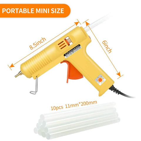 Industrial 150 Watt Hot Melt Glue Gun With US Plug Adjustable Temperature Includes 10 Glue Sticks And 5 Copper Nozzles view