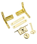 Vintage Wood Watch Case And Jewelry Box With D Style Lock Hinge components in sleek gold finish, shown disassembled