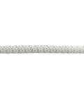 Close-up of 1/4 Inch Nylon Rope On 250 Ft Spool, Solid Braid Utility Cord texture, for indoor outdoor use, UV and abrasion resistant.
