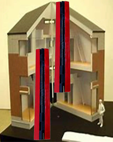 Top Shelf Acrylic Continuous Piano Hinges 12 Inch Black 2 Piece Set For Clear Display Cases Figurine Boxes Model Dust Covers Sweet Fit Zero Hassle Swings displayed on a model house.