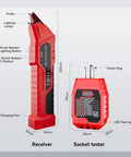 Circuit Breaker Locator And GFCI Outlet Tester Digital Circuit Finder For Home Wiring No Fuss Quick Breaker Scan And Outlet Wiring Check Open Circuit Detection Portable Electrical Diagnostic Tool, red receiver and socket tester
