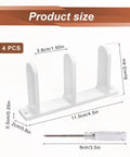 4-Piece Sliding Closet Door Floor Guides Set In White Acrylic, Practical Bottom Guides For 1-3/8 Inch Thick Doors, Includes 8 Screws And Expansion Plugs For Smooth Sliding In Cloakrooms, Bathrooms And Kitchens, dimensions with screwdriver.