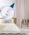 Heavy Duty Adjustable Curtain Rod Brackets For 1 Inch Rods, Silver Color, Set Of 2, shown in a modern bedroom setting
